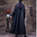 Fine black prints overcoat trendy plus size long jackets fall trench coats Chinese Button