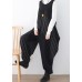 Spring  Summer Cotton Hemp Women Oversized Asymmetric Striped Jumpsuit