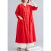 women red overcoat plus size hooded coats pockets Chinese Button coats