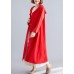 women red overcoat plus size hooded coats pockets Chinese Button coats