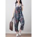 Boho Dark Gray Print Cowboy Jumpsuit Spring