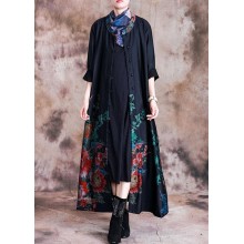 2019 Loose Coats fall black print Button Down Women Coats